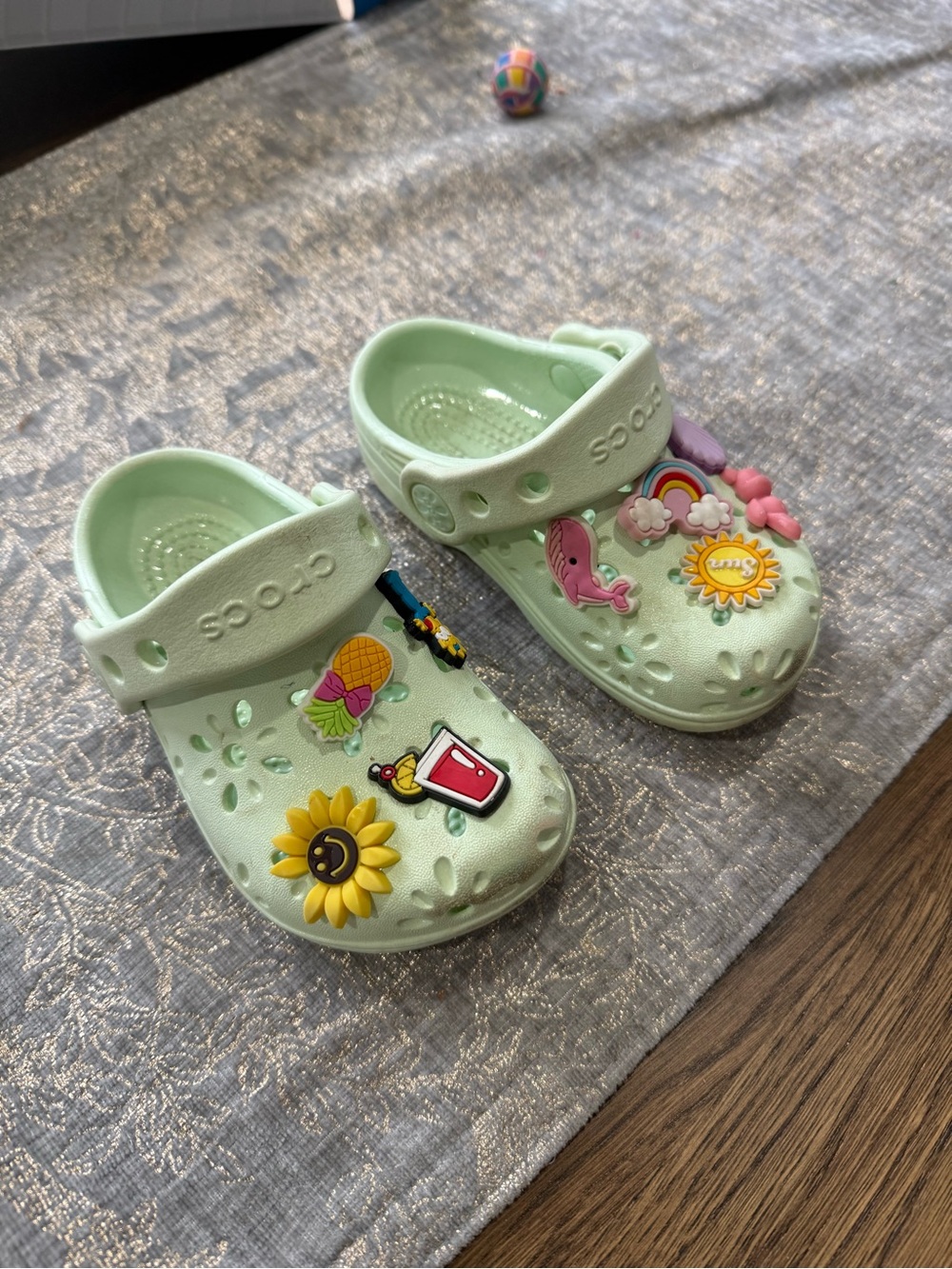 CROCS Kids Mint Green Clog with Colorful Jibbitz Charms